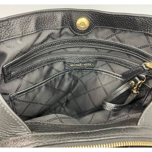 Michael Kors Carrie Shoulder Bag Tote Large Pebbled Leather Black - Picture 6 of 16